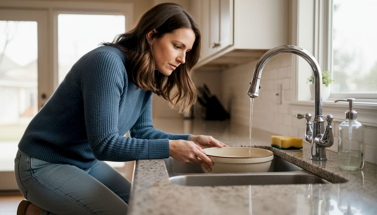Homeowner observes drip from kitchen faucet