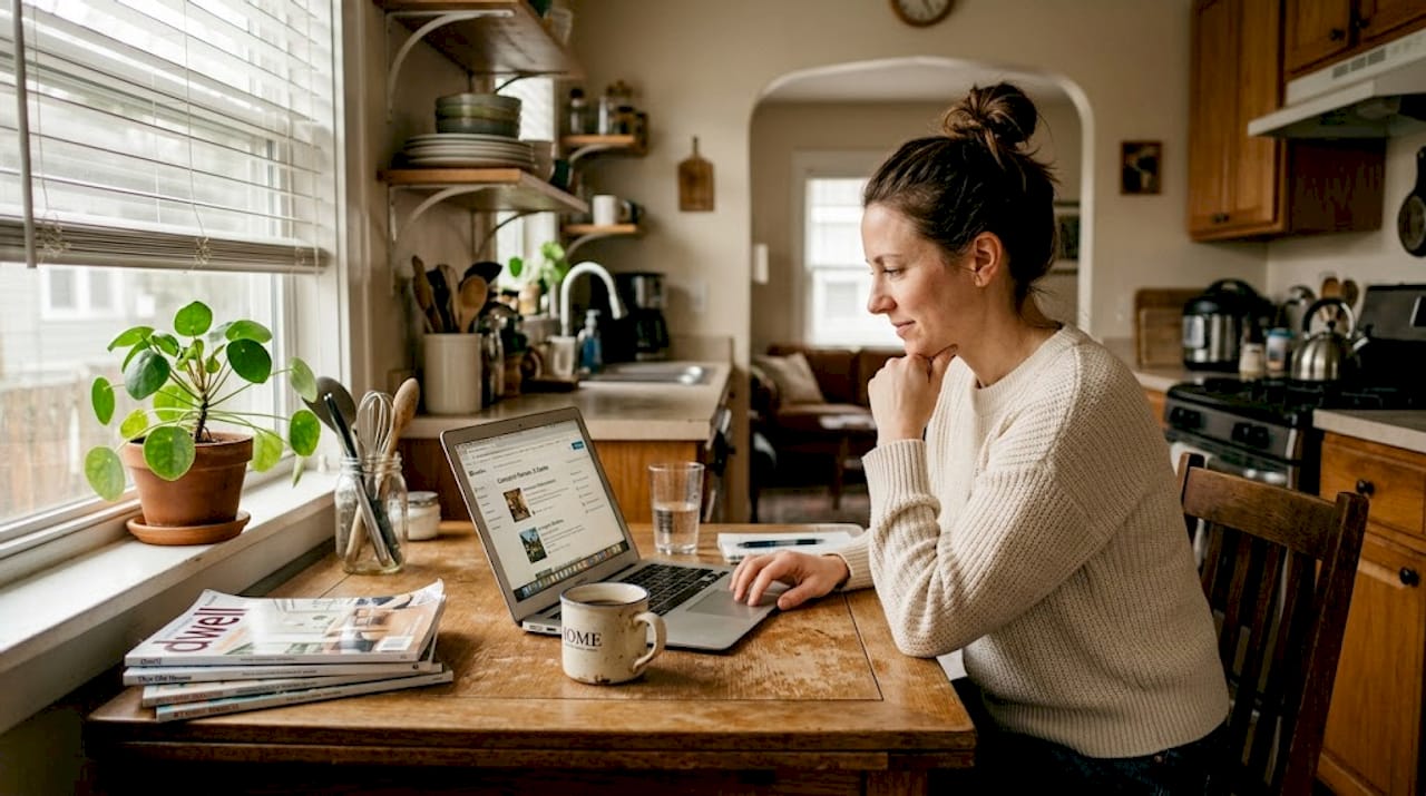 Homeowner browsing tradespeople comparison site