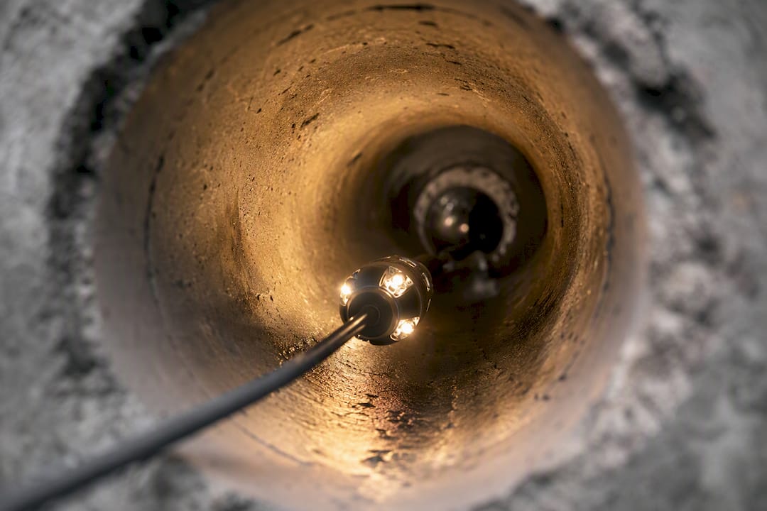 CCTV drain camera inside sewer pipe