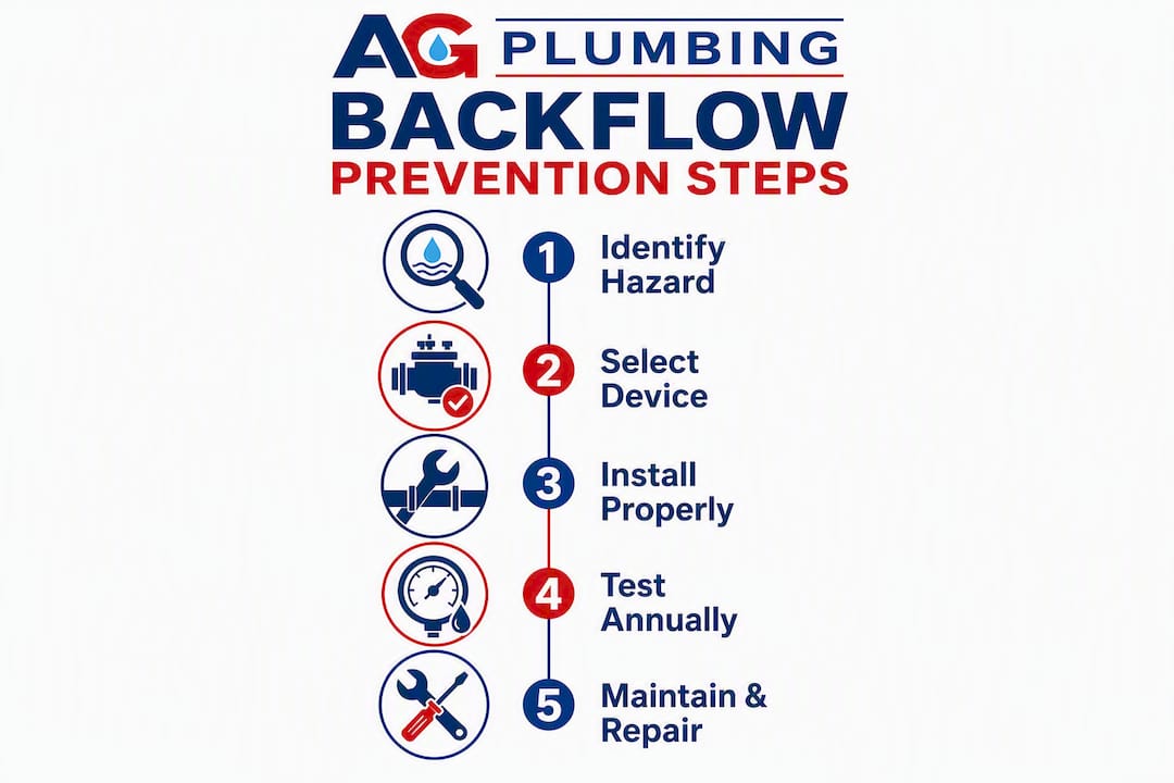 Infographic illustrating step-by-step backflow prevention