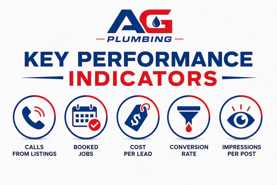 Infographic showing key marketing KPIs for plumbers