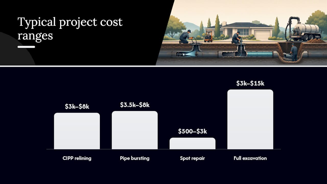 Cost comparison diagram of sewer line repair methods