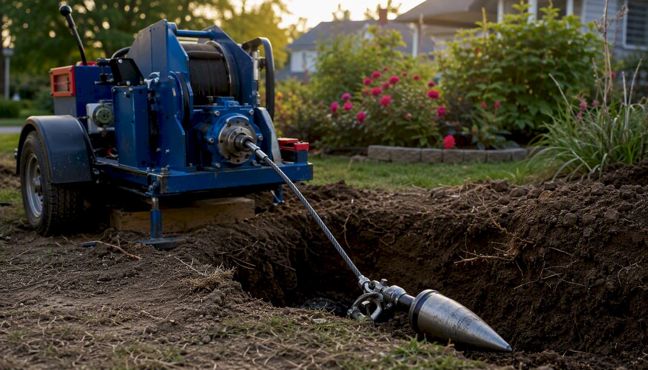 Pipe bursting machine and excavation pit