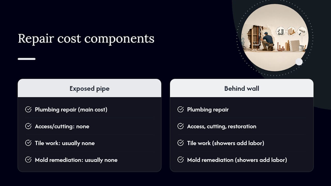 Diagram comparing leak repair cost components