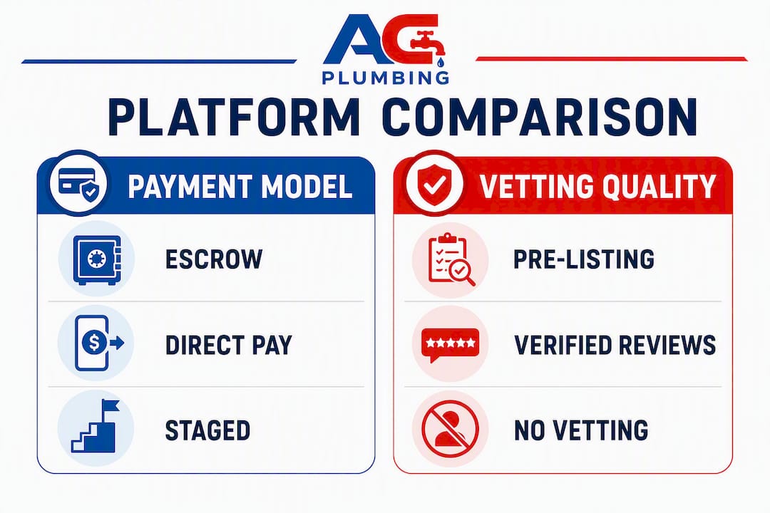 Infographic comparing platform payment and vetting methods