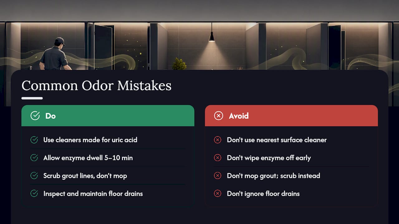 Six recurring commercial restroom odor mistakes
