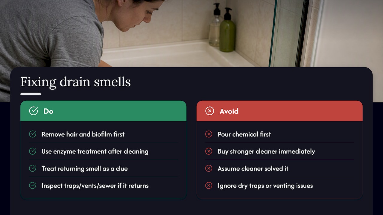 What the internet gets wrong about drain smells — overview diagram