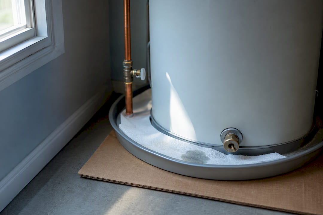 Paper towel tracking water heater leak