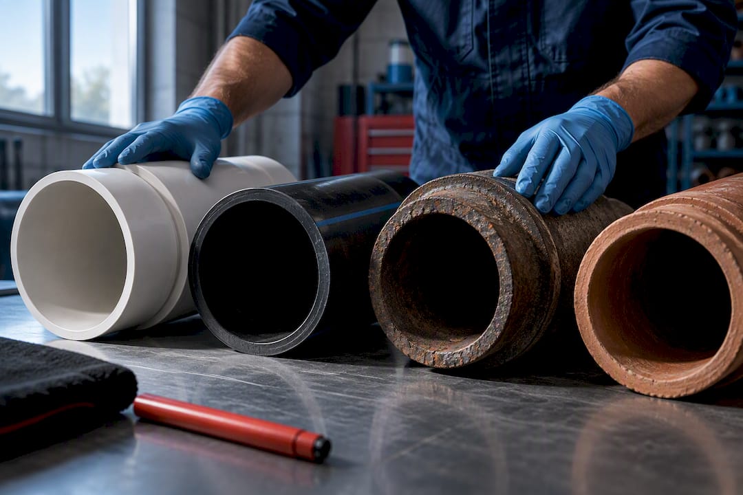 Sewer pipe material cross sections compared