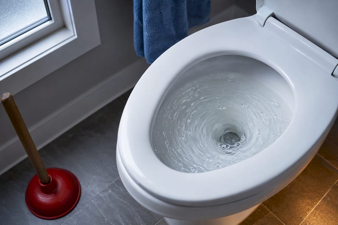 Toilet water rippling after a flush