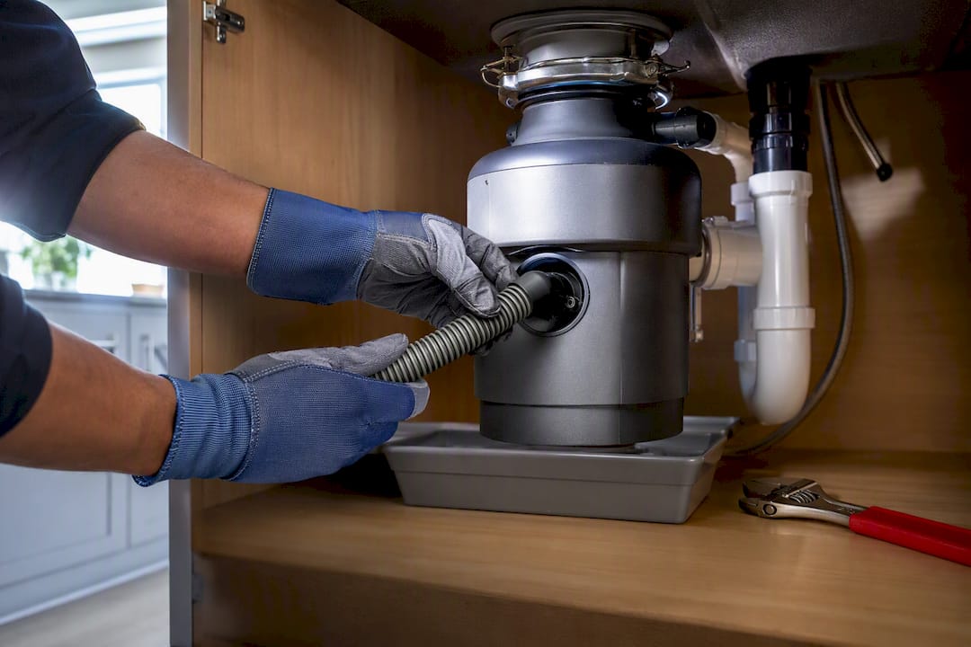 Dishwasher hose at disposal connection