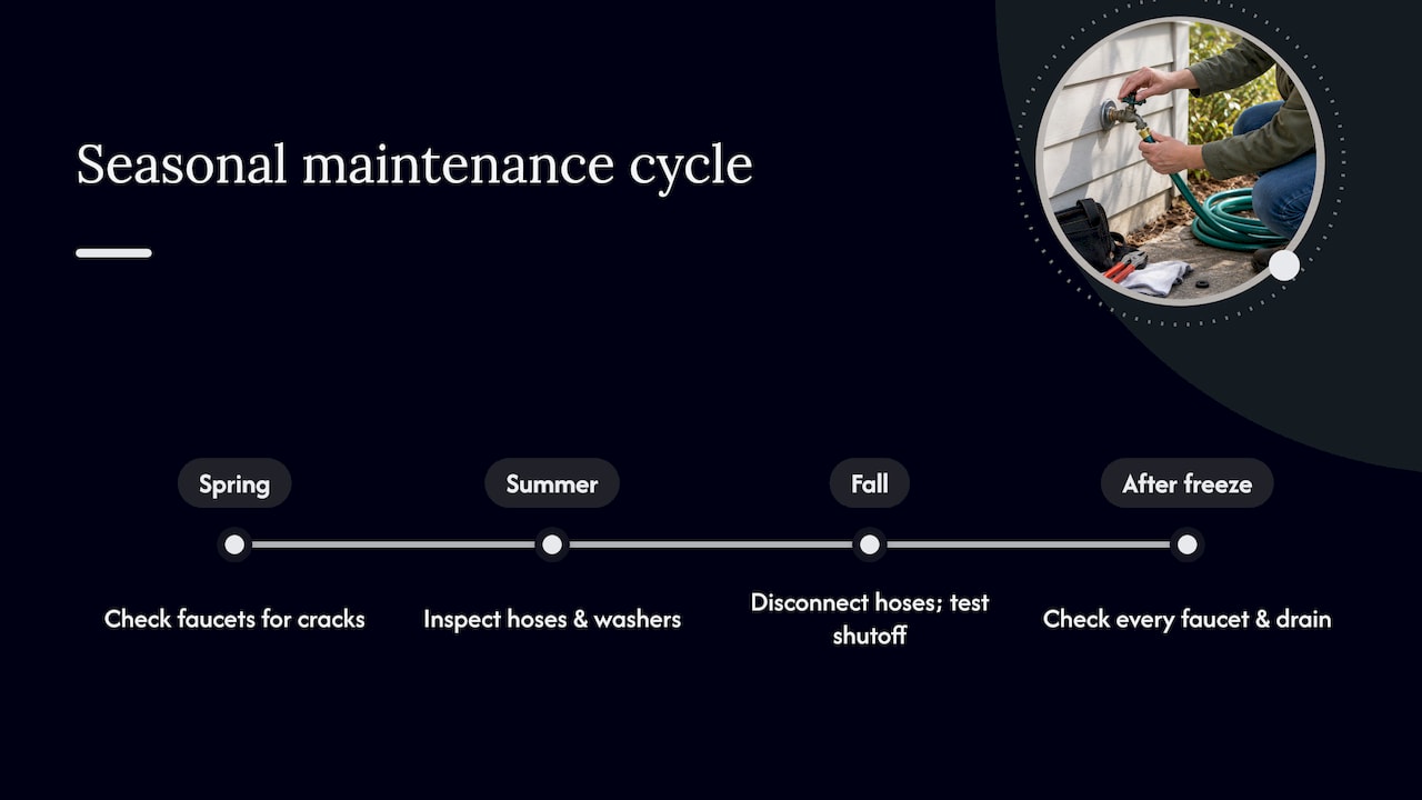 Seasonal outdoor faucet maintenance cycle